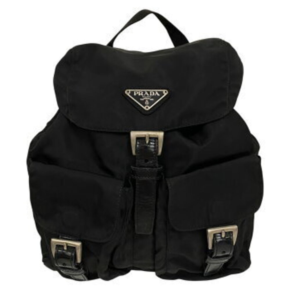 PRADA Nylon Backpack Triangle Plate Logo Black